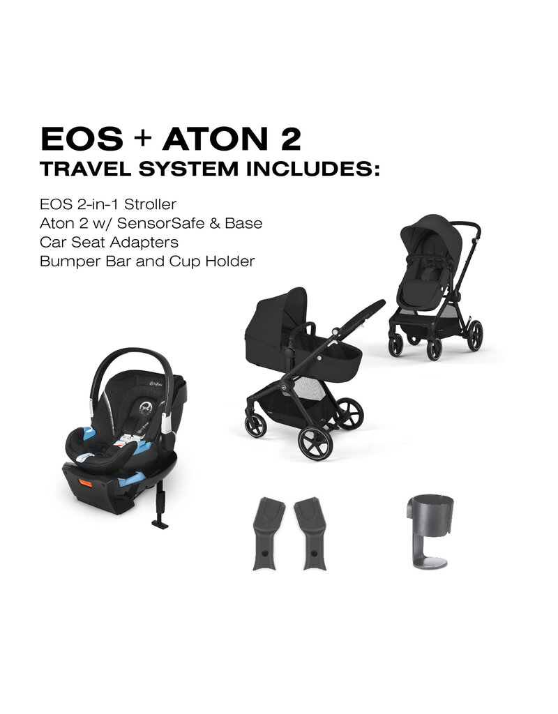 CYBEX GOLD EOS 5 IN 1 TRAVEL SYSTEM STROLLER LIGHTWEIGHT ATON 2 INFANT CAR SEAT WITH SENSOR SAFE baby enRoute