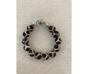 Agate Ball Bracelet Black Flax