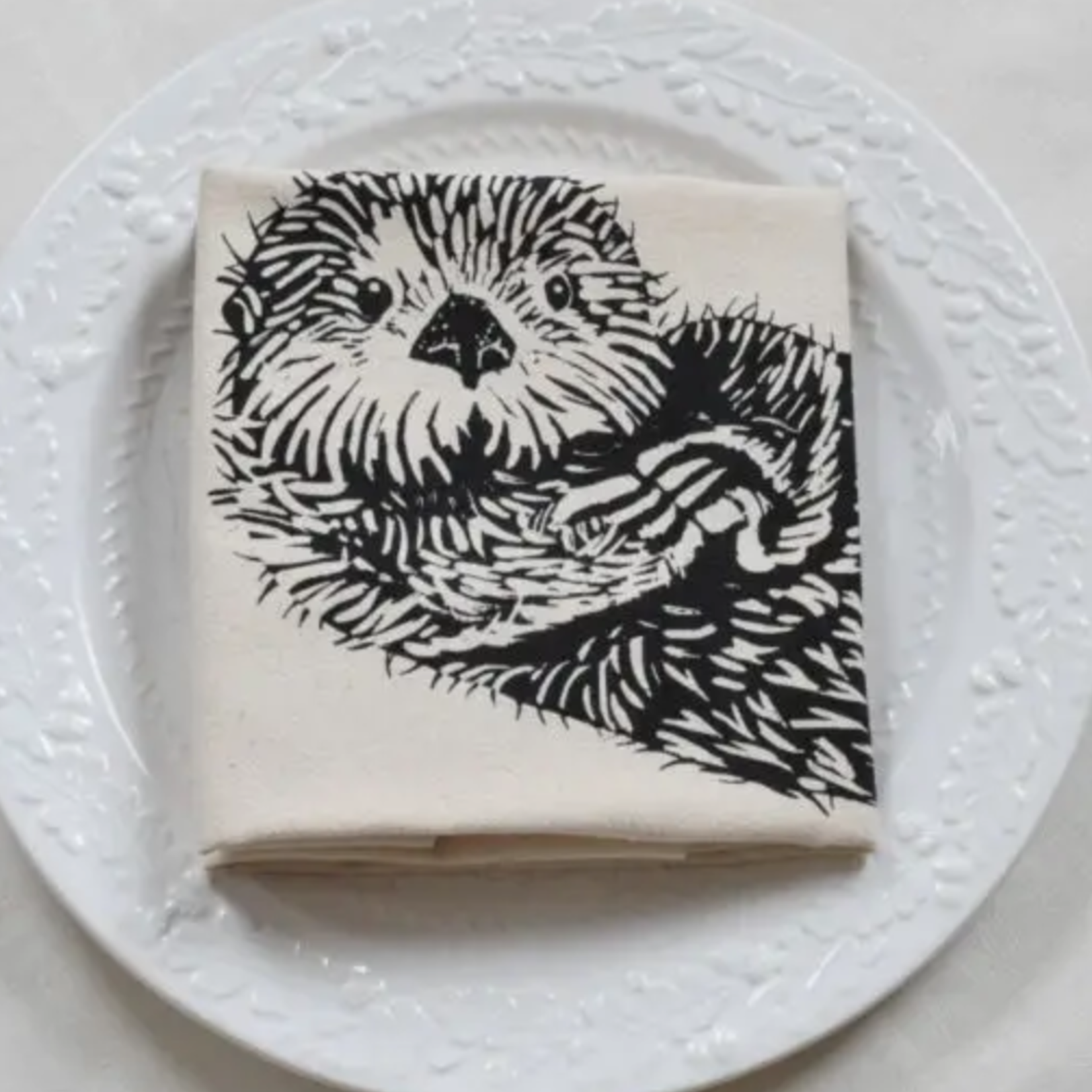 Hearth and Harrow tea towel otter (black)
