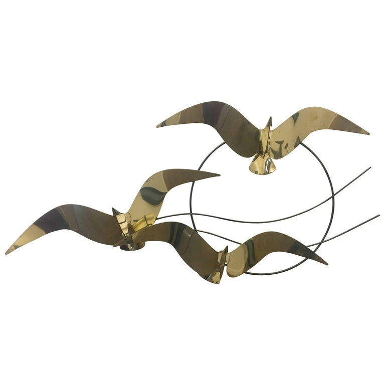 Becker Minty Vintage Signed Curtis Jere Brass Metal Wall Sculpture Seagulls Birds Usa C1985 - Curtis Jere Birds In Flight Wall Sculpture Becker Minty Vintage Signed Curtis Jere Brass Metal Wall Sculpture Seagulls Birds Usa C1985 - Curtis Jere Birds In Flight Wall Sculpture