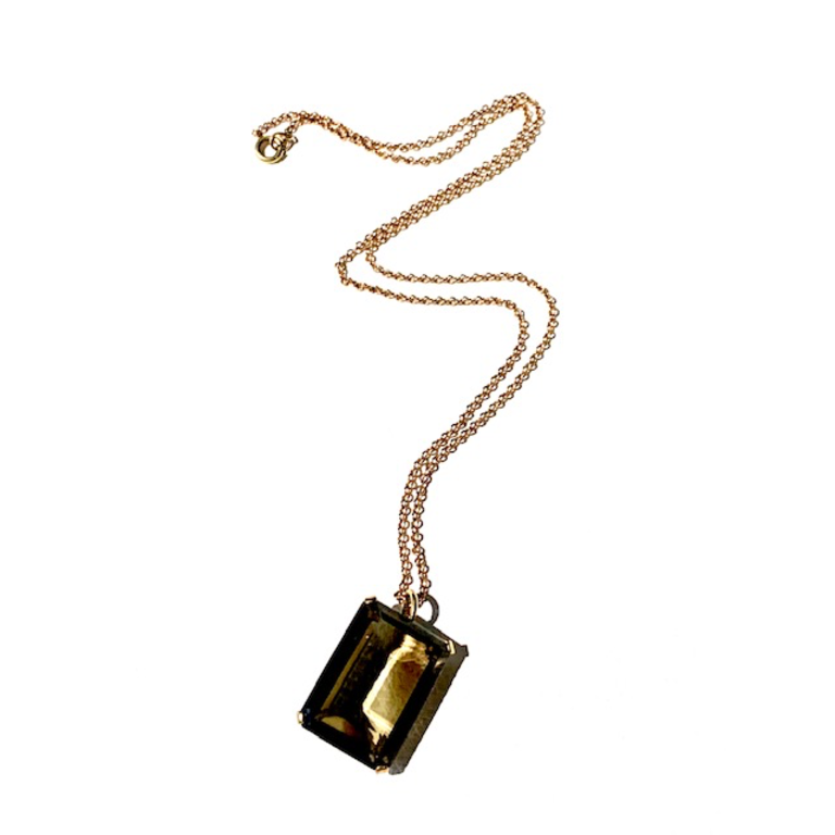 Vintage 9ct Yellow Gold And Smokey Quartz Pendant Necklace 26 5ct Rose Trace Link Chain C1970 Becker Minty - 9ct Gold Quartz Pendant Vintage 9ct Yellow Gold And Smokey Quartz Pendant Necklace 26 5ct Rose Trace Link Chain C1970 Becker Minty - 9ct Gold Quartz Pendant