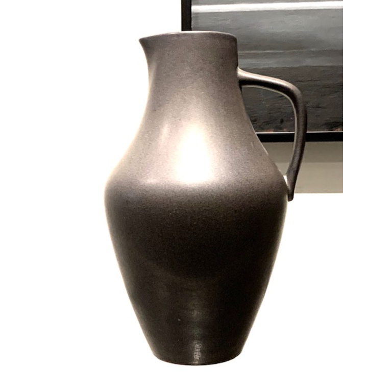 Vintage Matte Grey Ceramic Jug Vase H29 5cm Germany Becker Minty