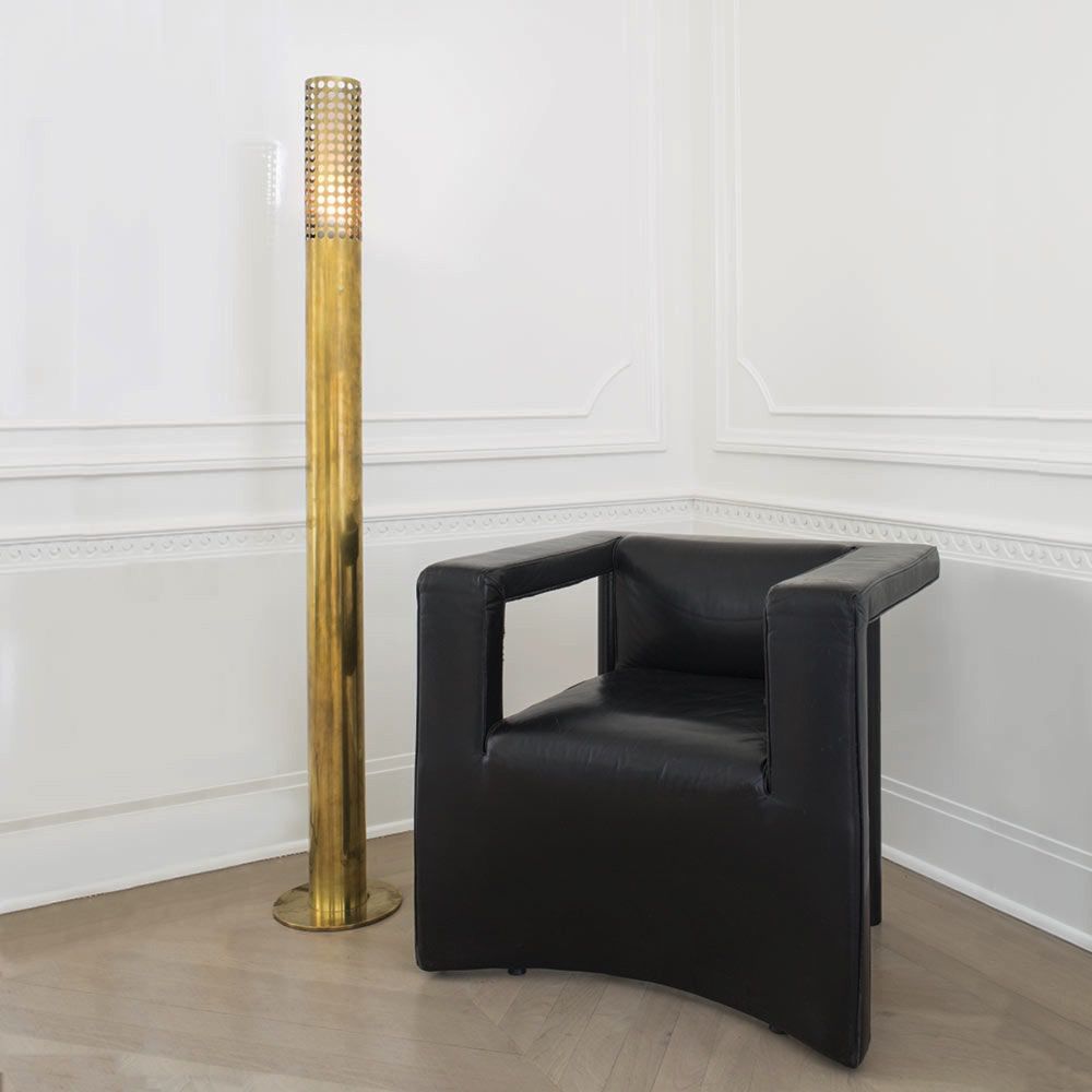 Kelly Wearstler Precision Floor Lamp Burnished Brass With Frosted Glass