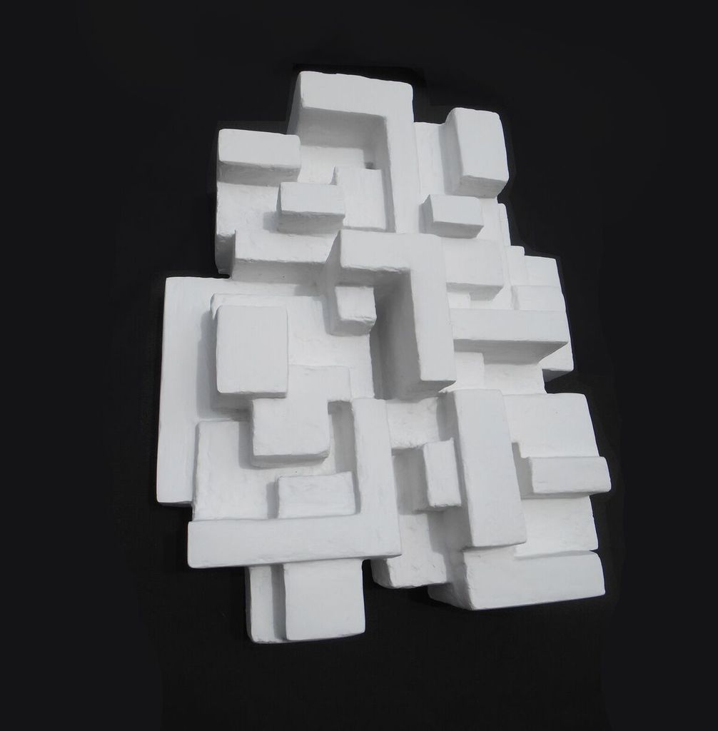 Villa I Dan Schneiger Geometric Wall Sculpture White Resin Villa I Dan Schneiger Geometric Wall Sculpture White Resin Coated Recycled Materials 41x51cm Becker Minty