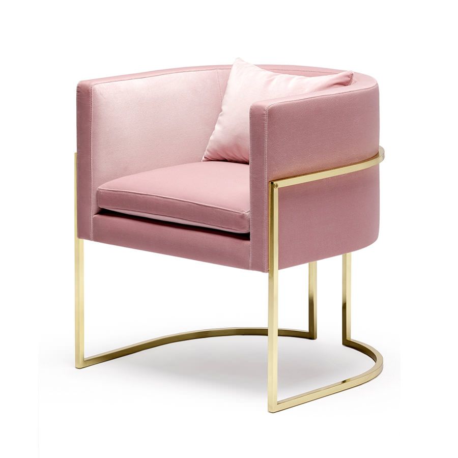 Julius Chair Brushed Brass and Pink Velvet Various