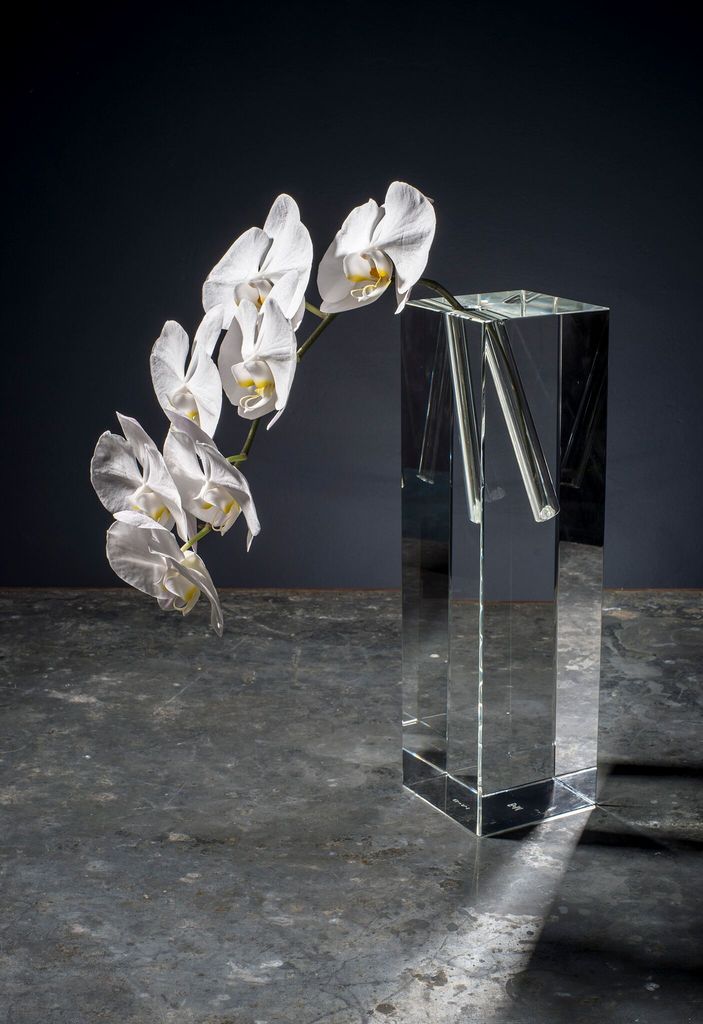 Becker Minty Tall Angled Single Stem Vase Crystal Glass