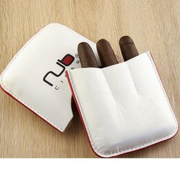 Oliva NUB Cigars- Leather 3 Cigar Case in White