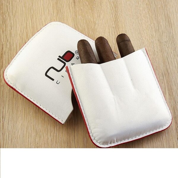Oliva NUB Cigars- Leather 3 Cigar Case in White