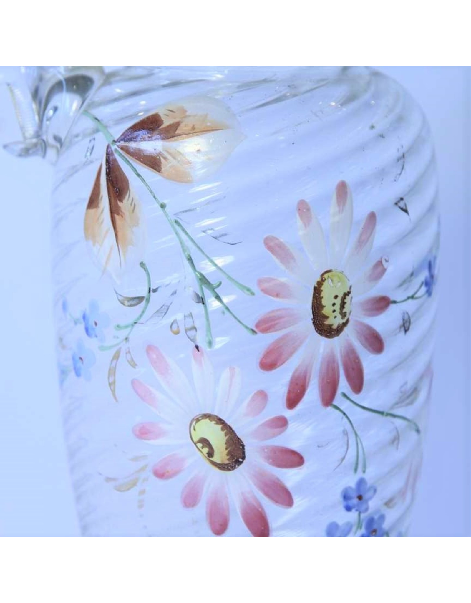 Decanter - glass, hand blow, hand painted flowers