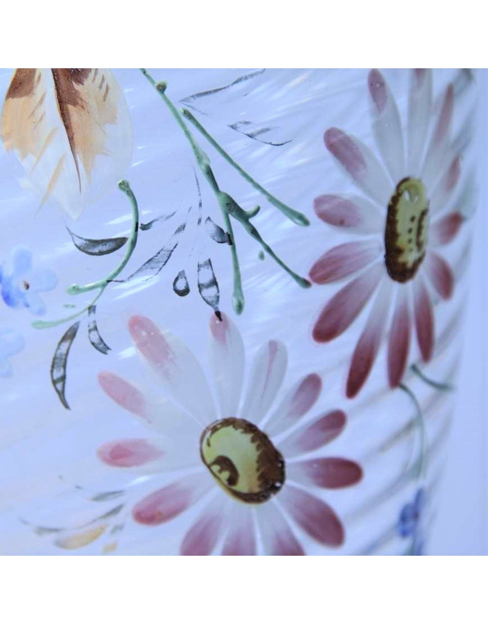 Decanter - glass, hand blow, hand painted flowers