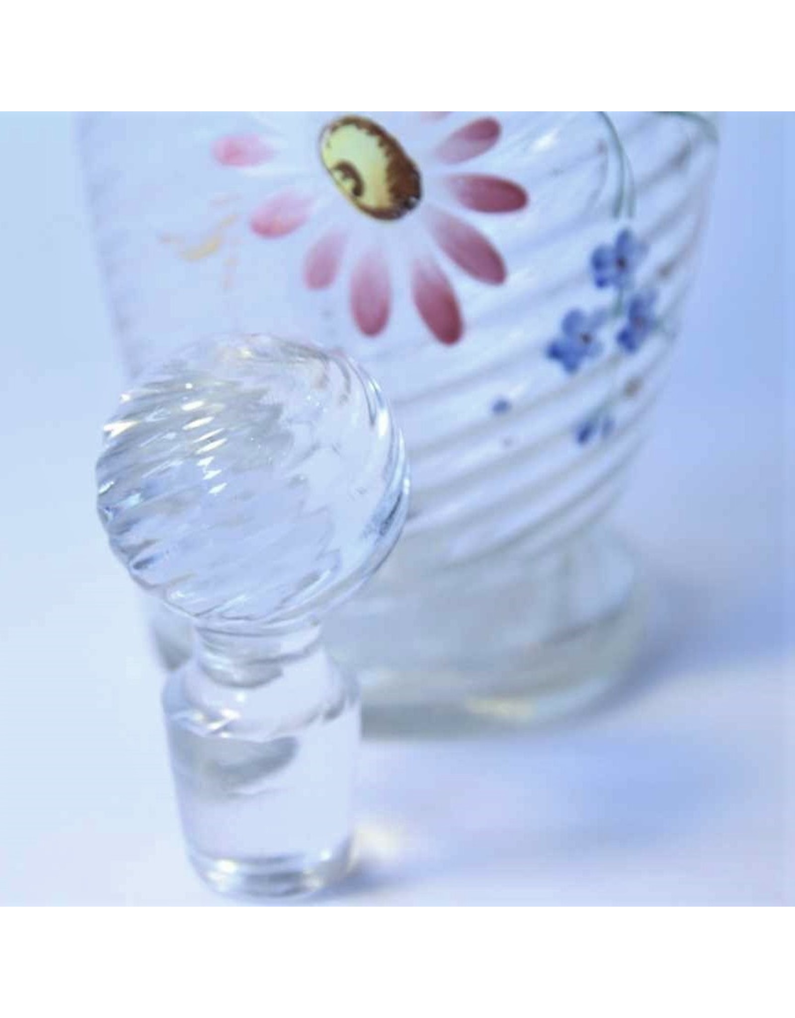 Decanter - glass, hand blow, hand painted flowers