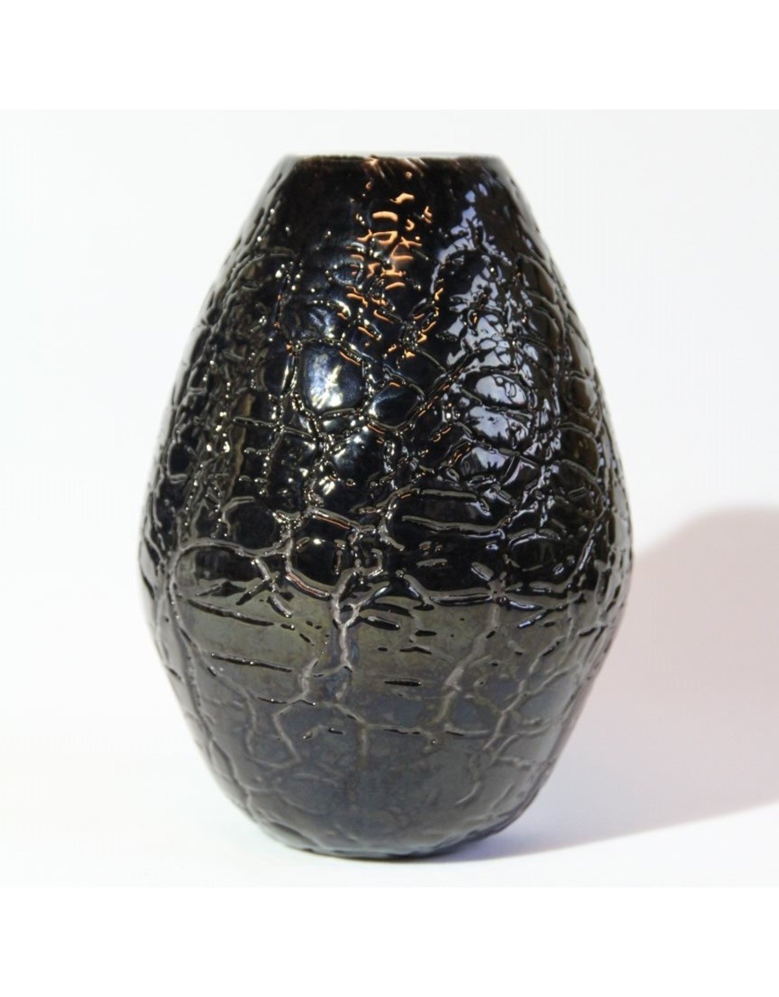 Vase - art glass handblown crackle effect