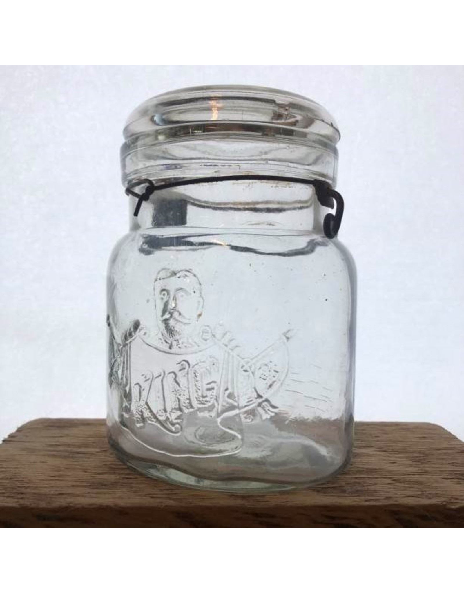 Jar - uncommon mason jar wire bail King oval clear glass