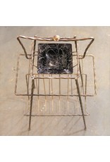 Ashtray stand - brass coloured wire, magazine rack, glass ashtray