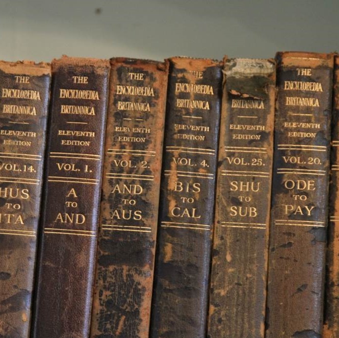 18 volumes of Encyclopedia Britannica from 1911, 11th edition The