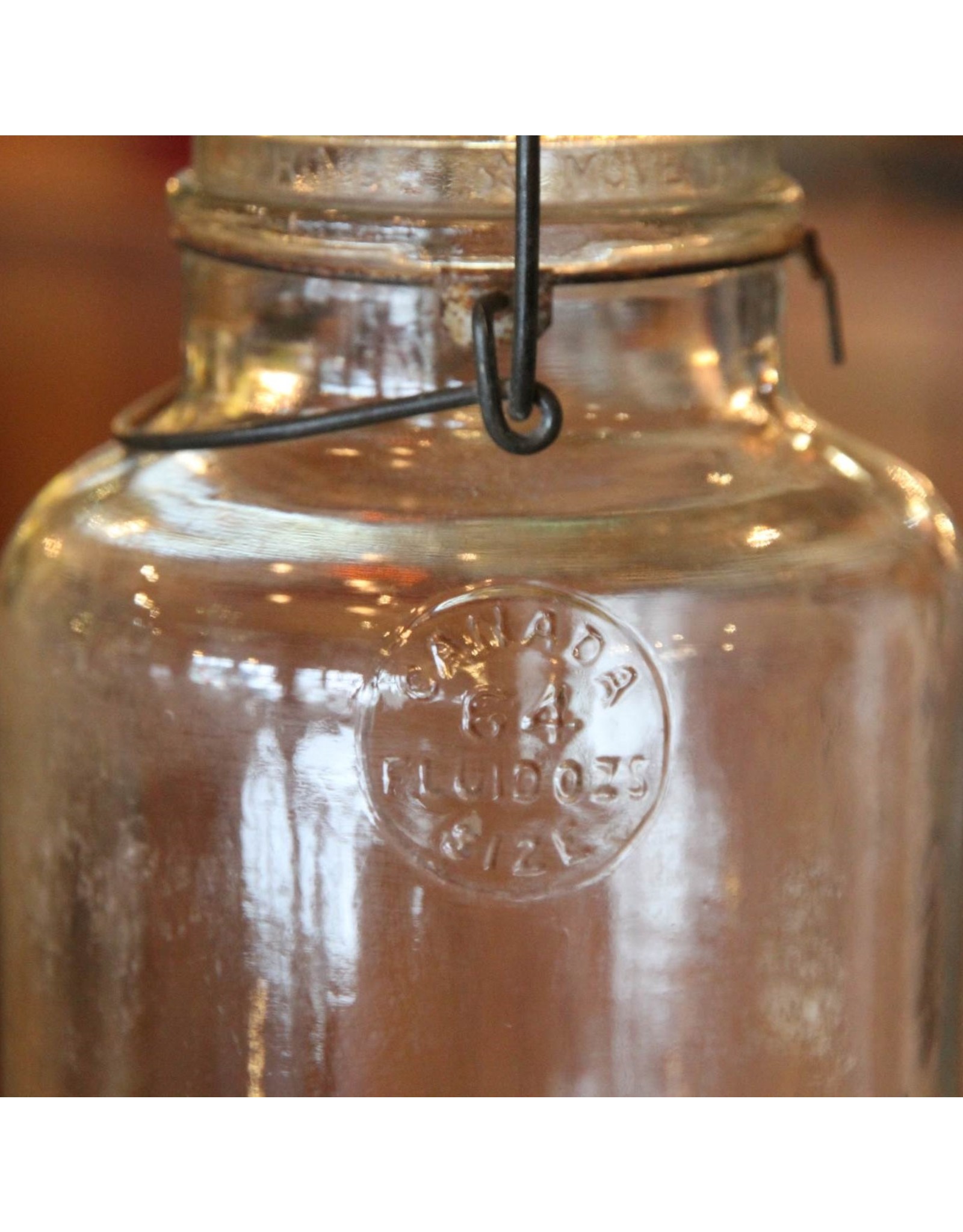 Canning jar - mason jar, 1943, wire bail, clear glass