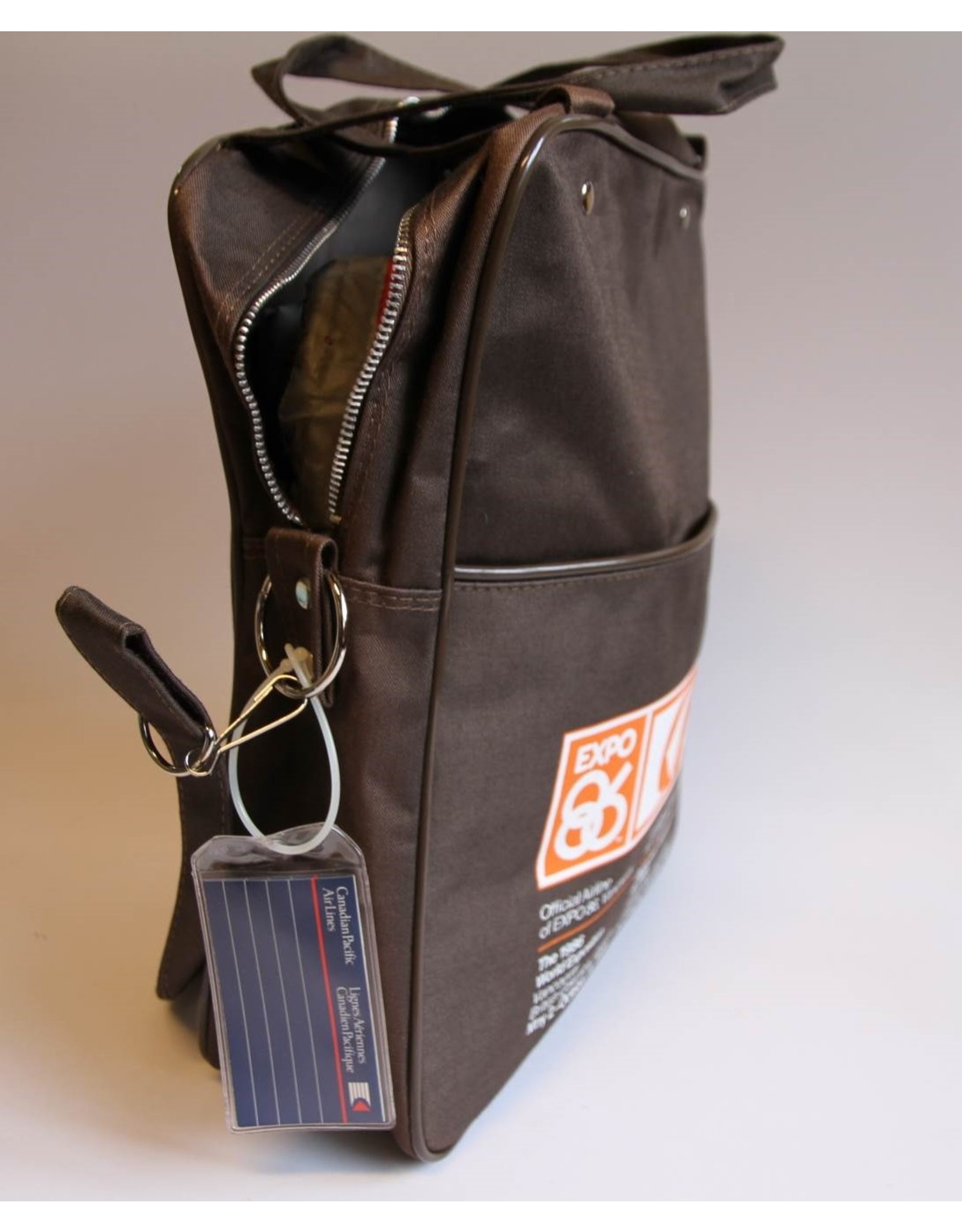 Bag - Canadian Pacific Air (CP Air) brown Expo 86 travel bag