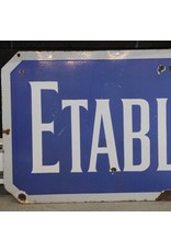 Enamel sign - Etablissements, one sided, blue/white
