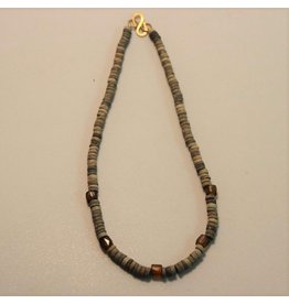 Antique amber and slate bead necklace