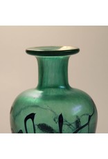 Vase - Robert Held art glass, green with dark blue swirls