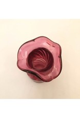 Vase - cranberry swirl ruffle rim small