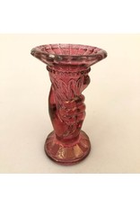 Vase - cranberry style pressed glass hand holding