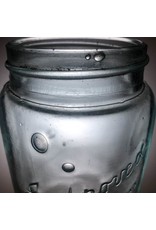 Canning Jar - Improved Gem Trademark Registered, 1920s, blue glass, bubbles, no lid