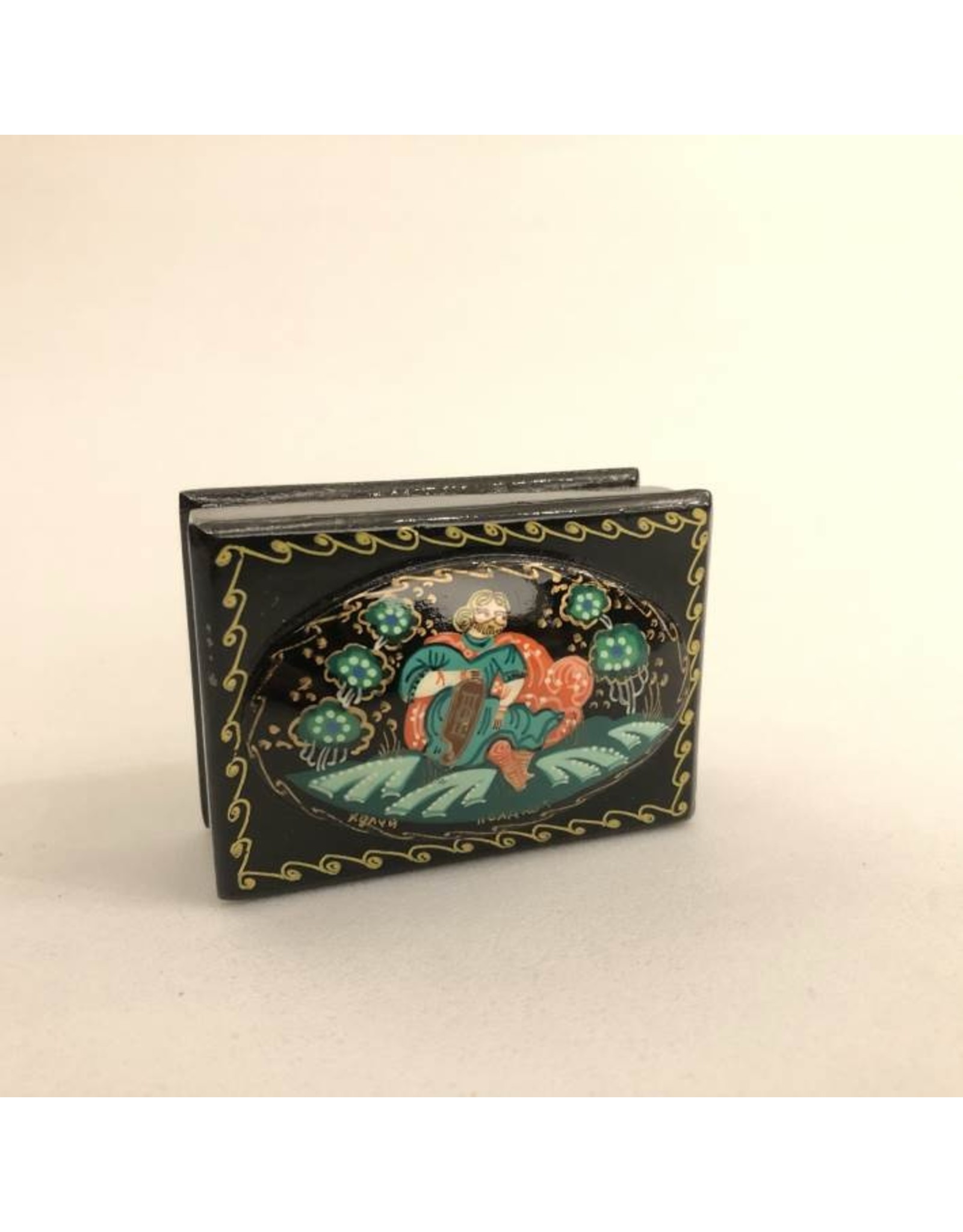 Trinket box - Russian, icon painted, green