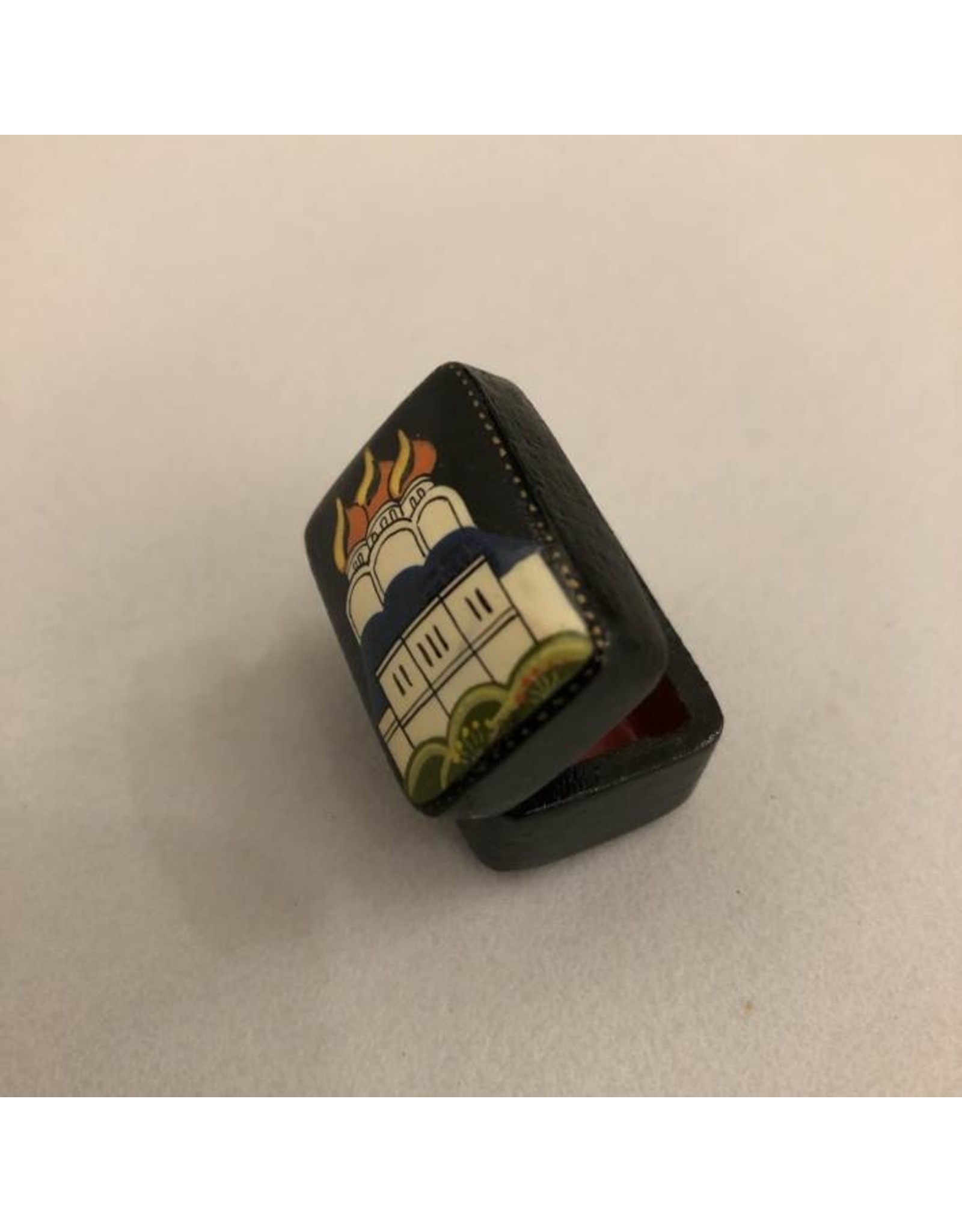 Trinket box - Russian, lacquered, icon painted, miniature, church side opening