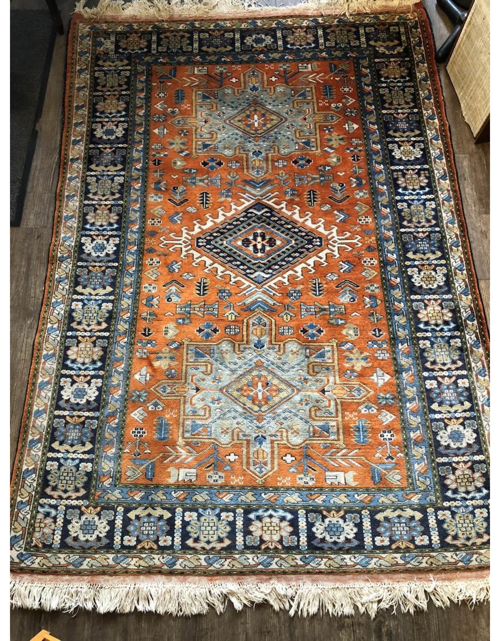 Carpet - orange and blue Persian carpet 4'3" x  6'6"