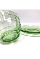 Cup and Saucer - depression glass uranium Cubist