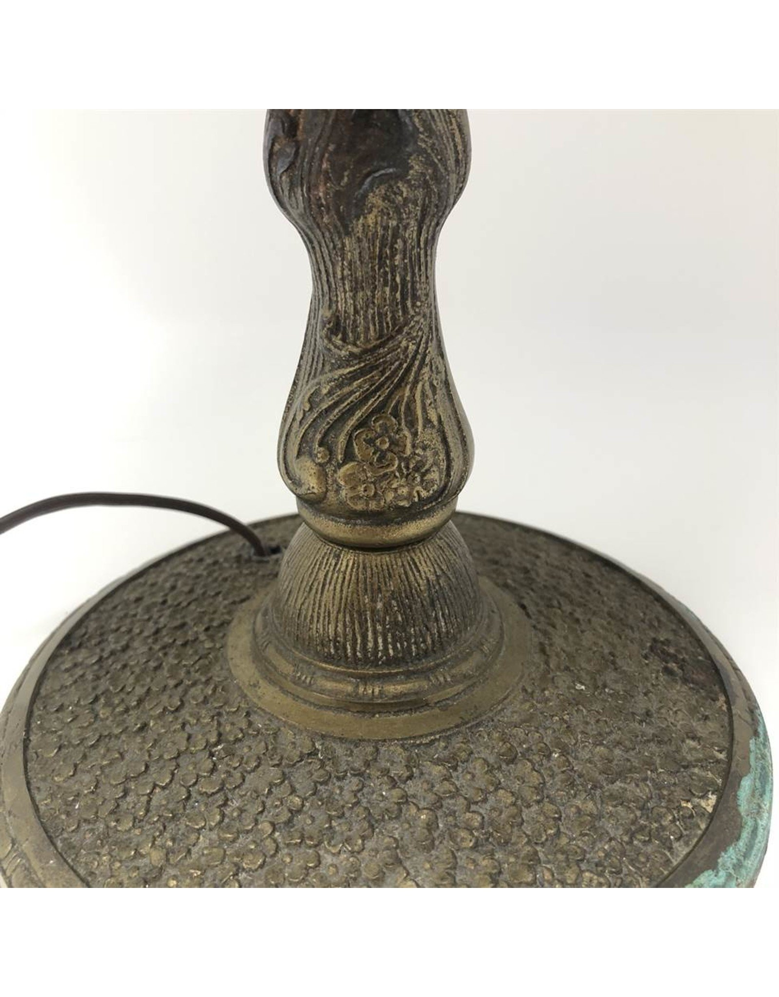 Table lamp - antique slag glass brass base and shade