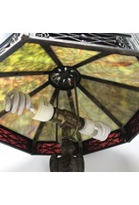 Table lamp - antique slag glass brass base and shade