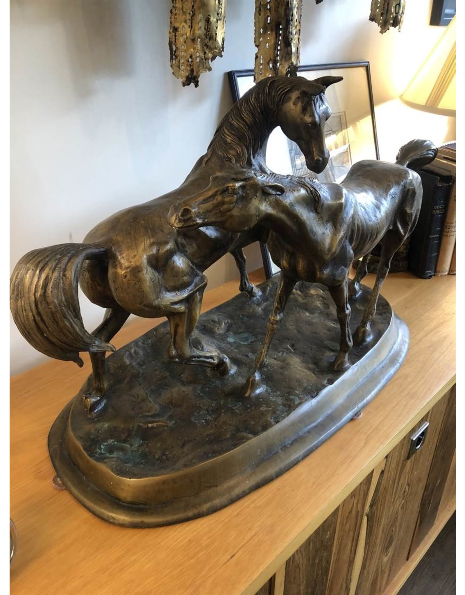 Bronze horses - copy or study of Pierre Jules Mêne "L'accolade", pair of stallions