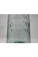 Mason jar - Atlas Mason's Patent strong shoulder blue pre-1900, no lid