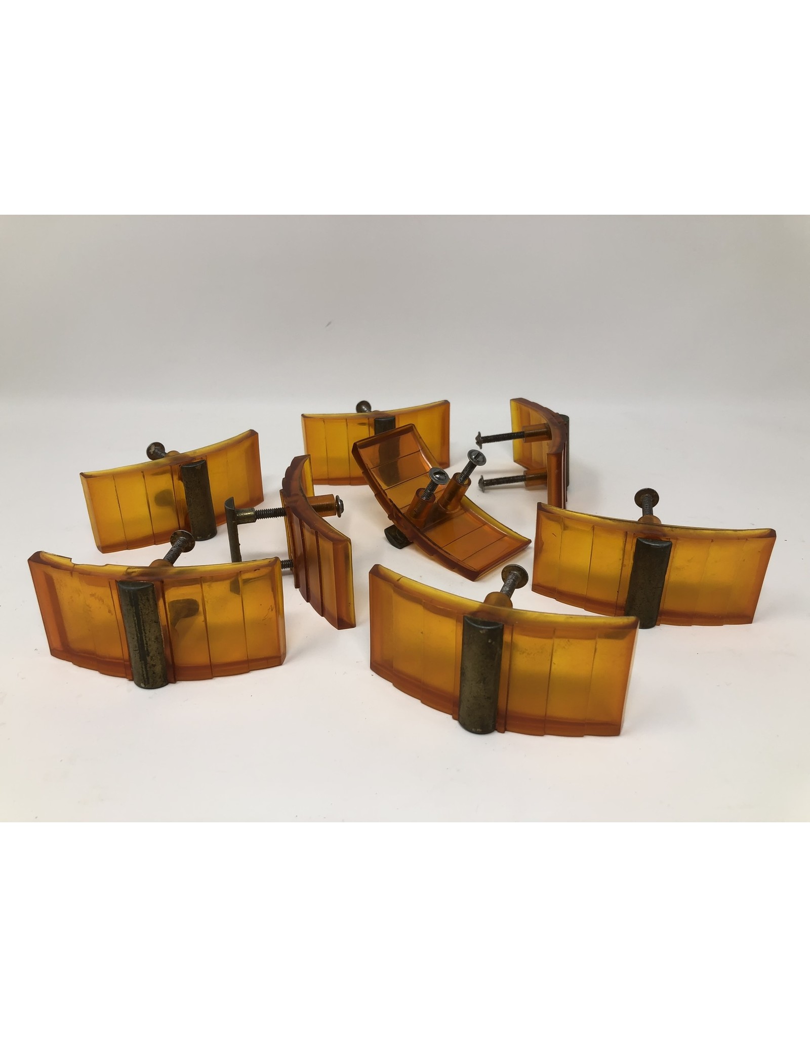 Drawer pulls - set of eight, vintage plastic amber