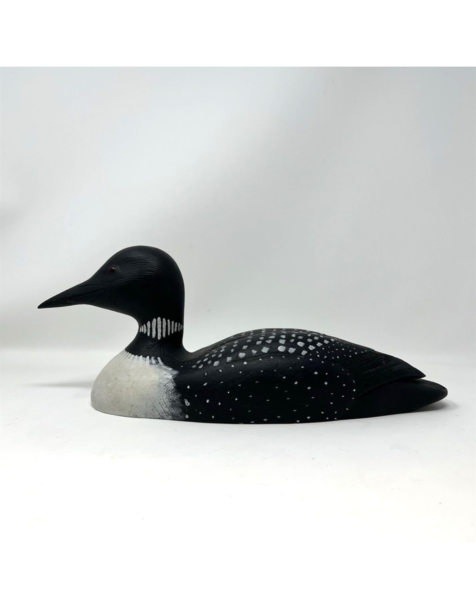 Duck decoy - carved wooden loon, signed CM Alexander, Perth Ontario, 1987