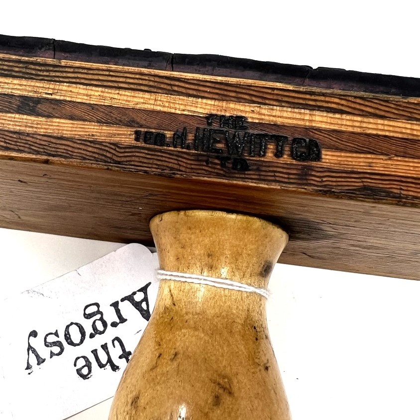 Vintage wooden stamp from a fish packing plant with food grade info