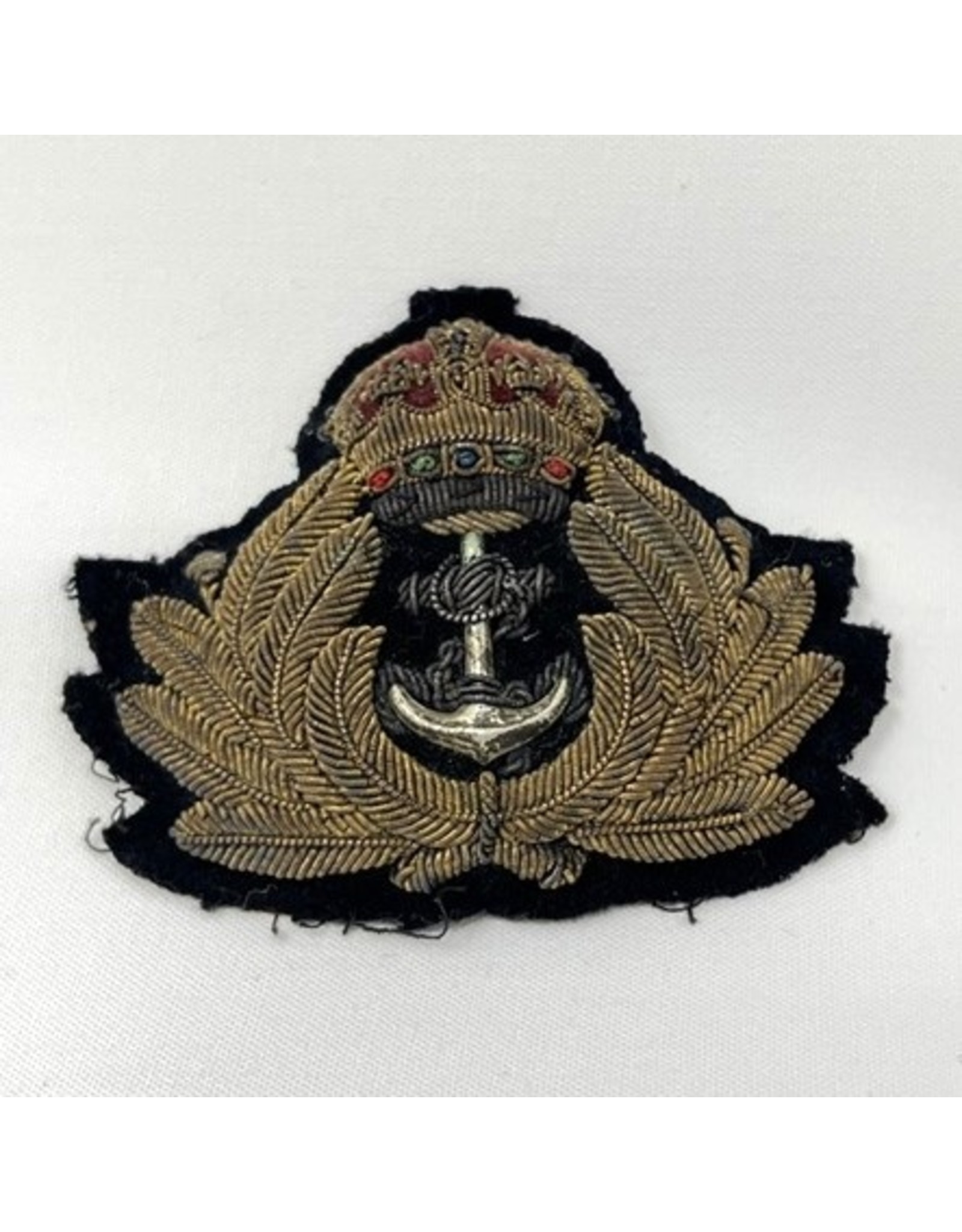 Insignia - vintage Royal Navy officer's cap badge, bullion thread, Tudor crown 1940s