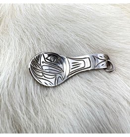 Silver carved Indigenous spoon pendant