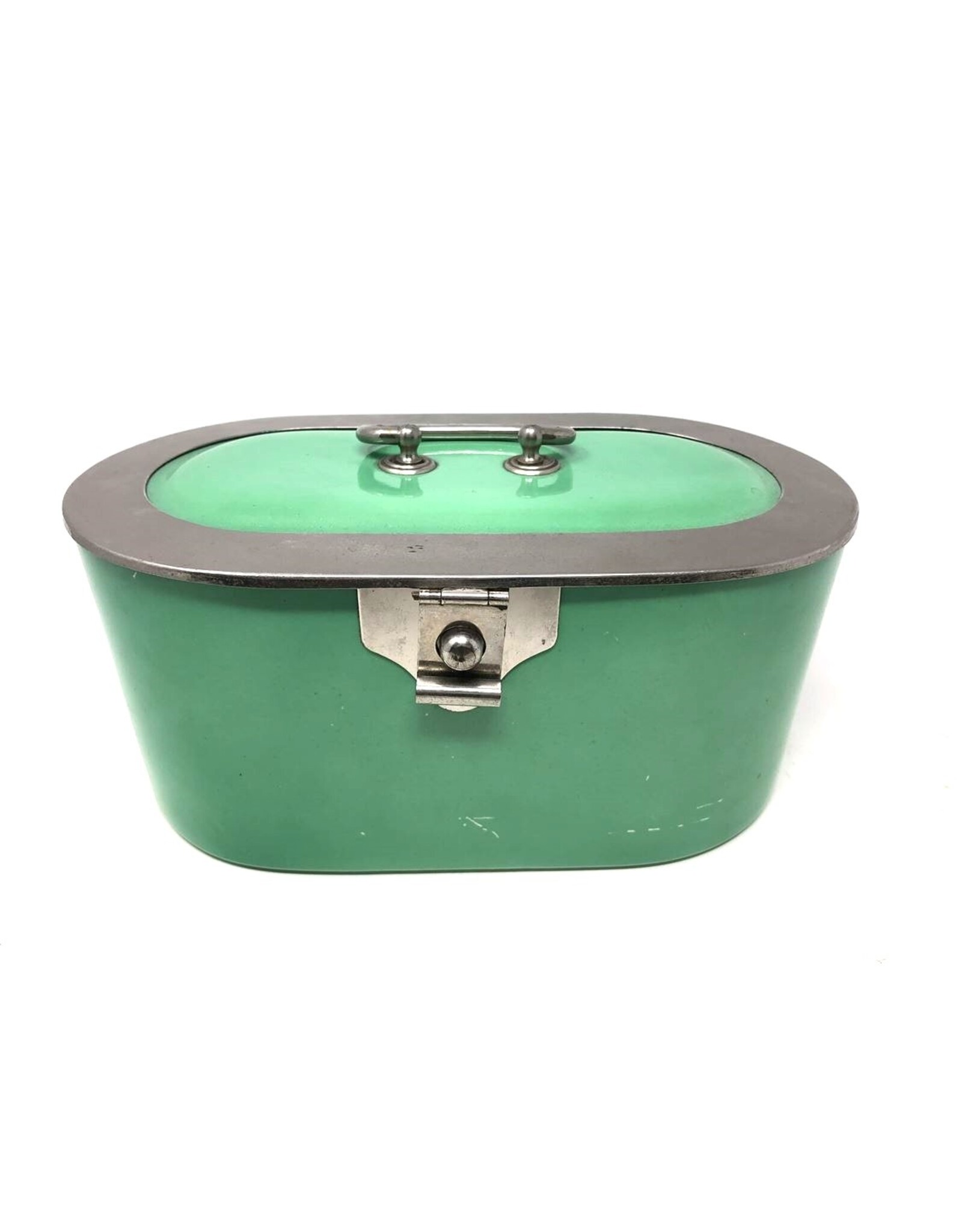 Cookie jar - green porcelain, oval, green, Royal Vienna