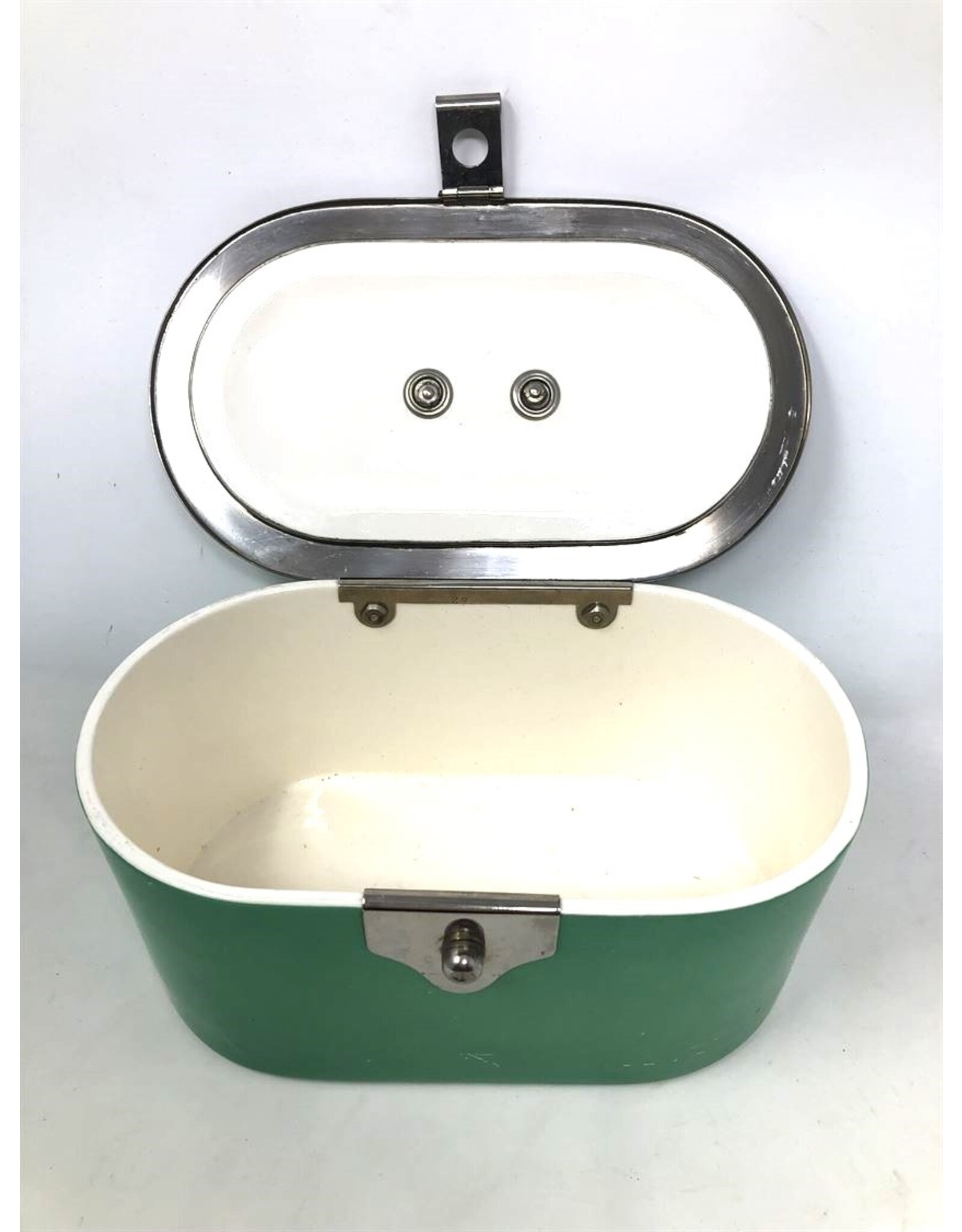 Cookie jar - green porcelain, oval, green, Royal Vienna