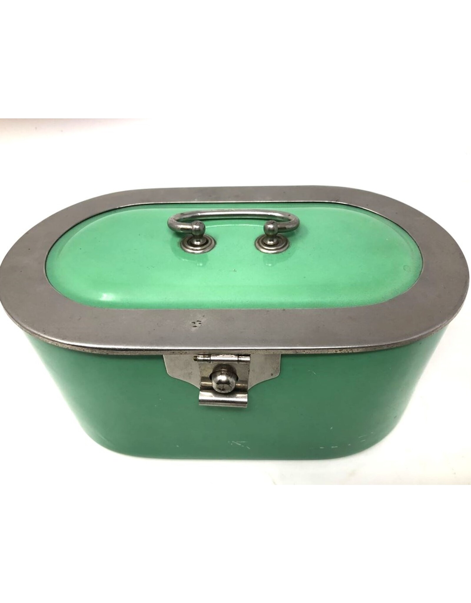 Cookie jar - green porcelain, oval, green, Royal Vienna