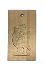 Dutch cookie mould - oak, man riding a chicken