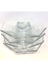 Egg cup plates - set of 4, clear glass, Arcoroc