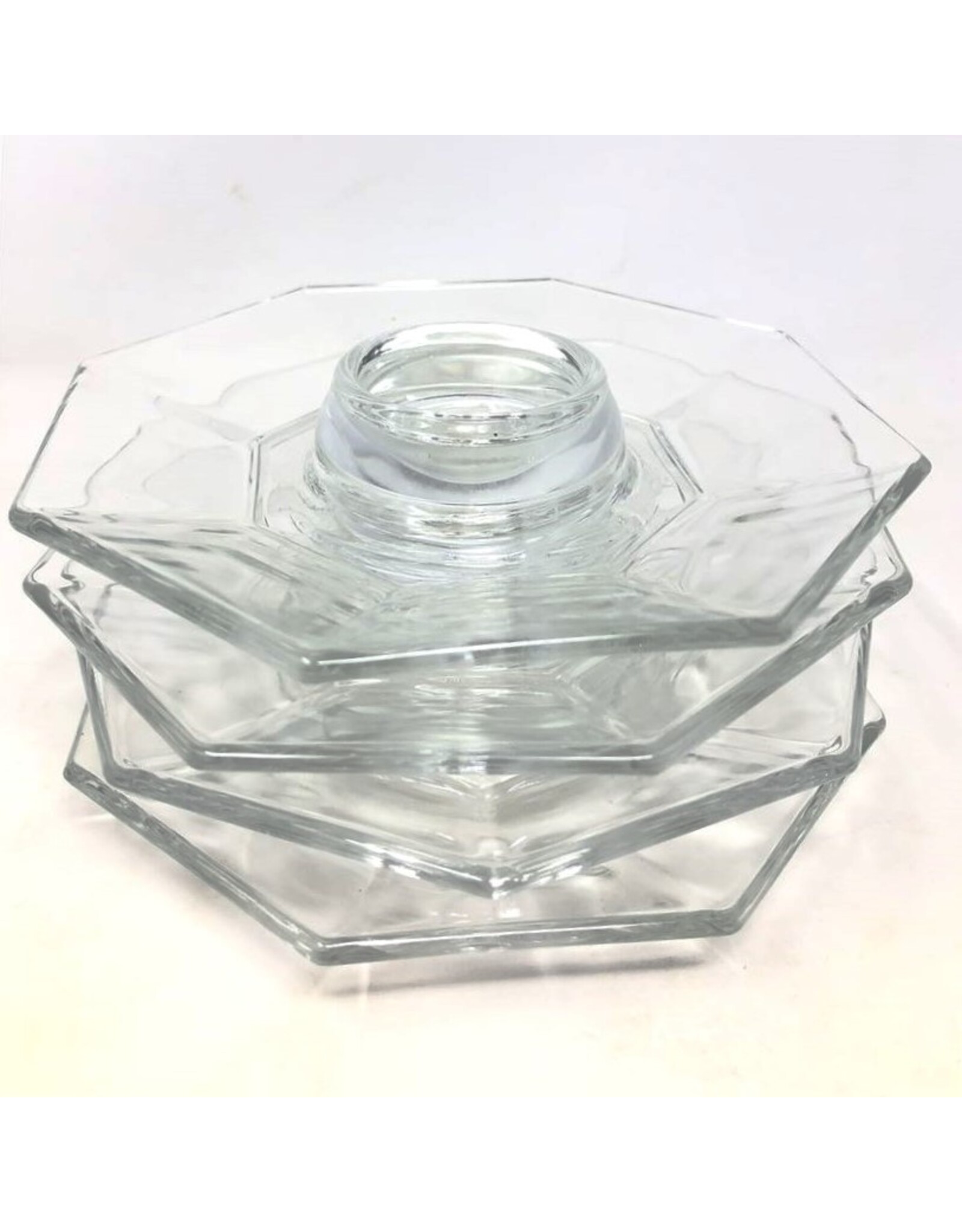 Egg cup plates - set of 4, clear glass, Arcoroc
