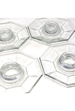 Egg cup plates - set of 4, clear glass, Arcoroc