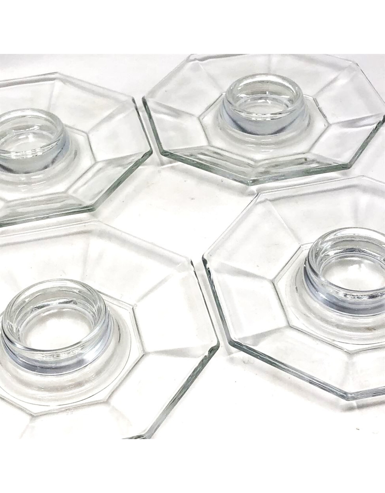 Egg cup plates - set of 4, clear glass, Arcoroc