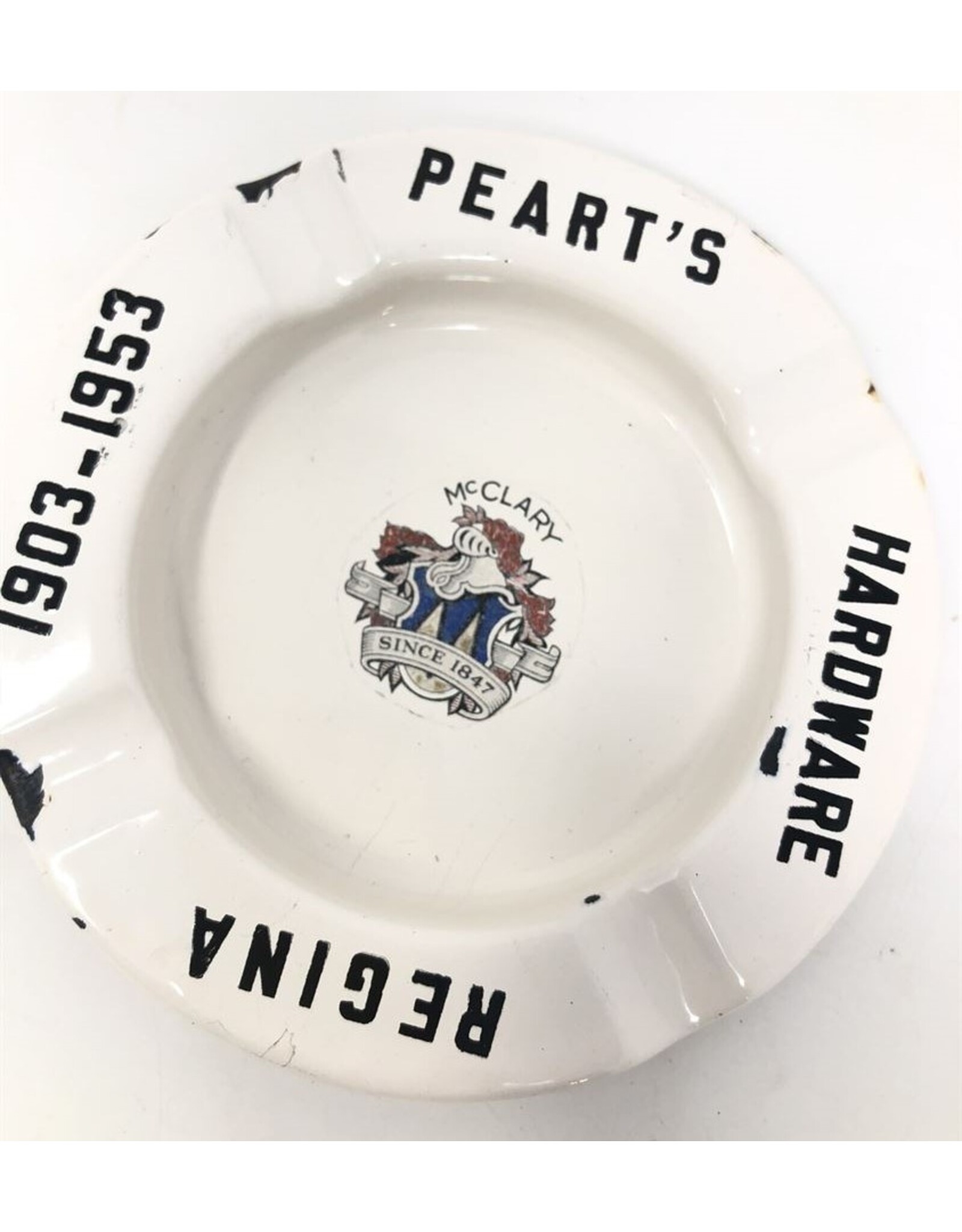 Ashtray - 1903-1953 enamel Pearts Hardware Regina McLary Stoves