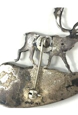 Brooch - sterling silver moose on leopard stone